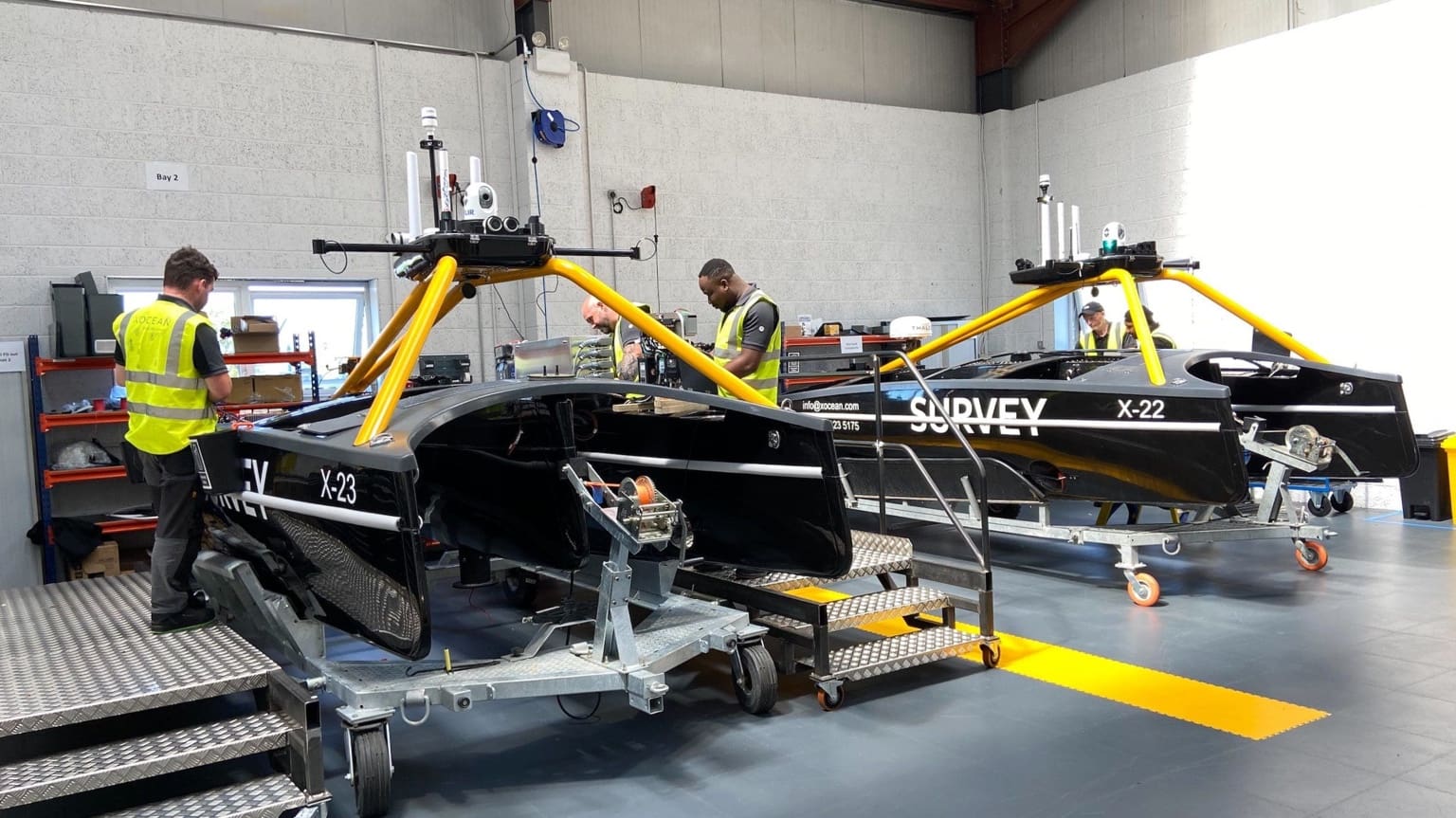 XOcean engineers assembling autonomous survey vessels at the Rathcor Tech Centre