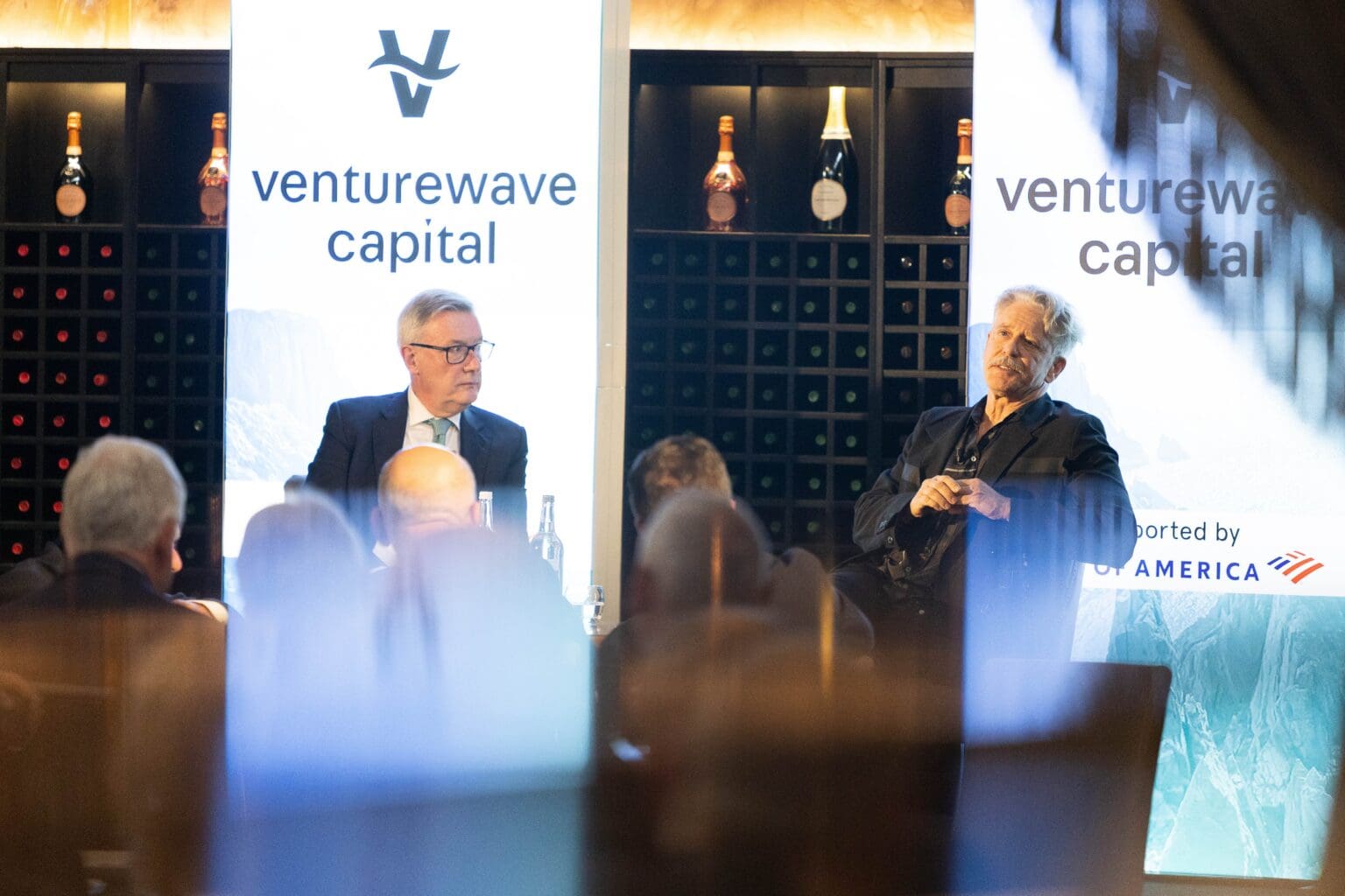 Kieran McLoughlin and Adam Clayton in conversation during Venturewave Capital’s Global Advisory Council Lunch, Dublin 2025.